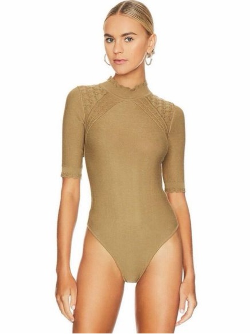 Revolve Free People Sweater Bodysuit in Camel